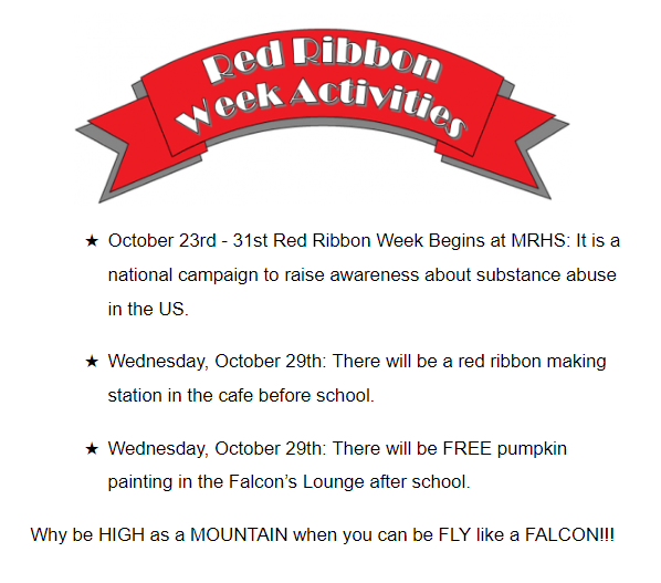 Coming Soon To MRHS...Red Ribbon Week