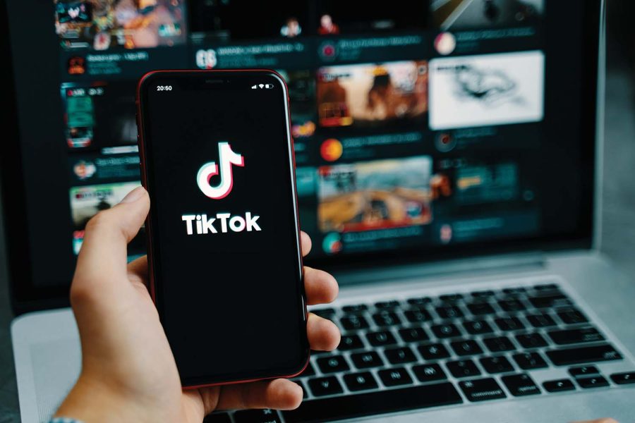 Bishkek, Kyrgyzstan - March 14, 2020: TikTok app. Tik Tok application icon on iPhone screen. Tiktok Social media network.
