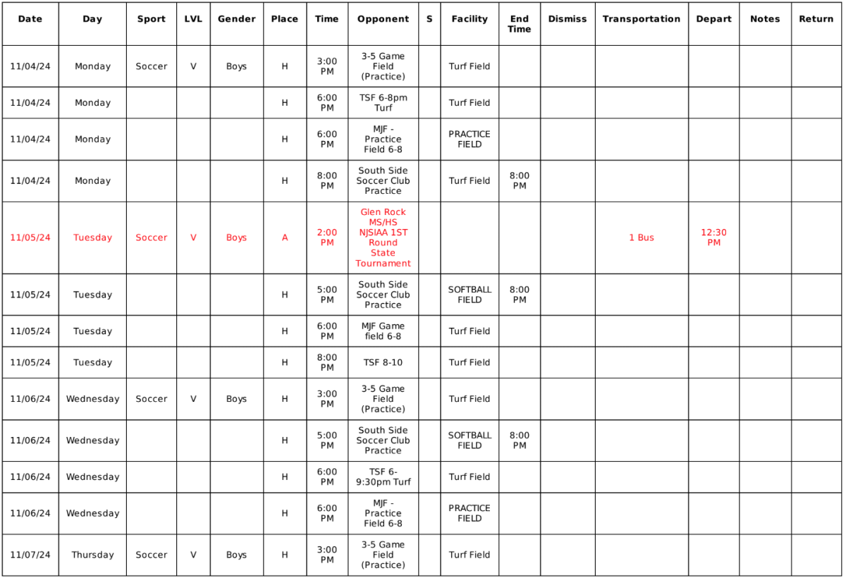 2023-24 Weekly Sports Schedules