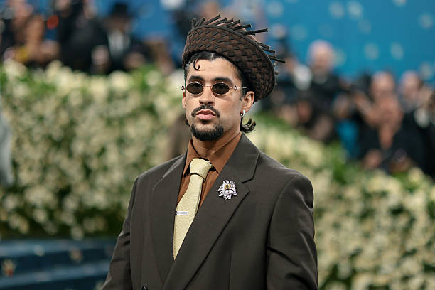 NEW YORK, NEW YORK - MAY 05: Bad Bunny attends the 2025 Met Gala Celebrating "Superfine: Tailoring Black Style" at Metropolitan Museum of Art on May 05, 2025 in New York City.  (Photo by Dimitrios Kambouris/Getty Images for The Met Museum/Vogue)